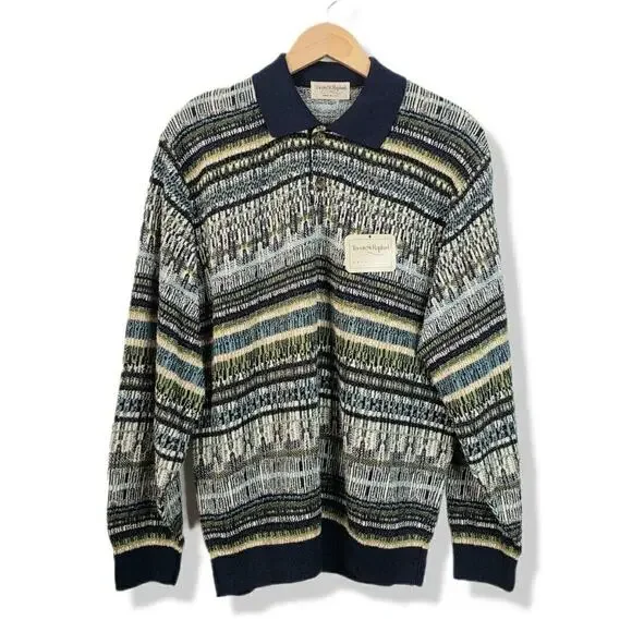 VTG Tricots St Raphael Men Sweater L Textured USA Gorp Preppy Eclectic Grandpa